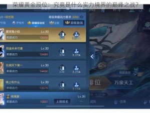 荣耀黄金段位：究竟是什么实力境界的巅峰之战？