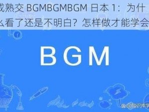 成熟交 BGMBGMBGM 日本 1：为什么看了还是不明白？怎样做才能学会？