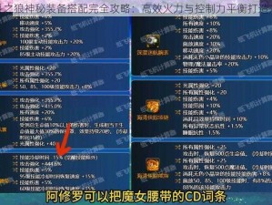 吞月之狼神秘装备搭配完全攻略：高效火力与控制力平衡打造方案