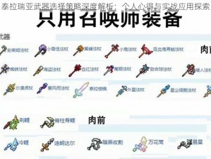 泰拉瑞亚武器选择策略深度解析：个人心得与实战应用探索