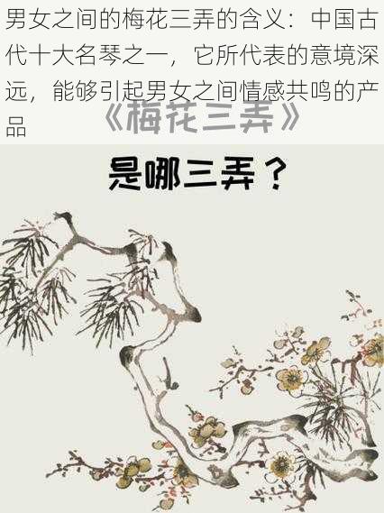 男女之间的梅花三弄的含义：中国古代十大名琴之一，它所代表的意境深远，能够引起男女之间情感共鸣的产品