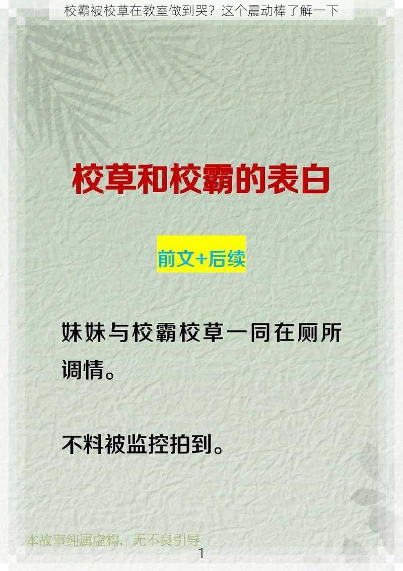 校霸被校草在教室做到哭？这个震动棒了解一下