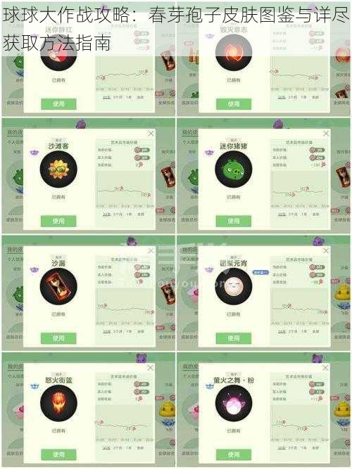 球球大作战攻略：春芽孢子皮肤图鉴与详尽获取方法指南