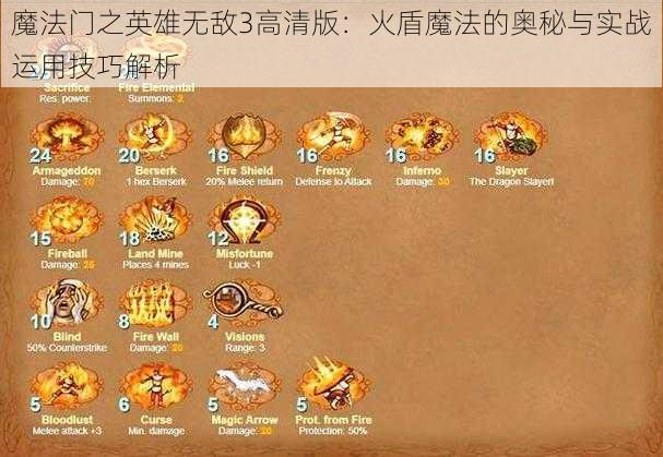 魔法门之英雄无敌3高清版：火盾魔法的奥秘与实战运用技巧解析