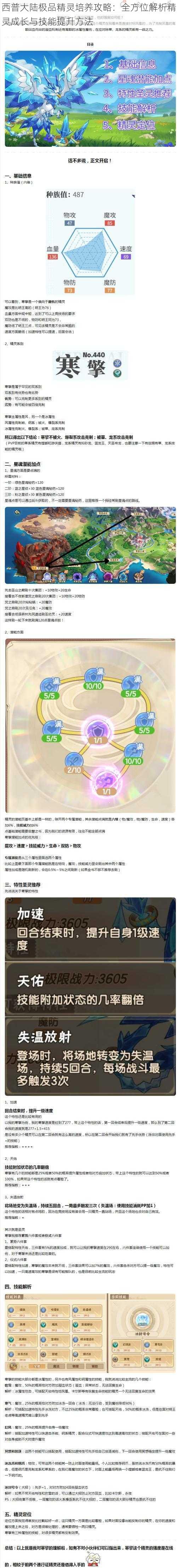 西普大陆极品精灵培养攻略：全方位解析精灵成长与技能提升方法