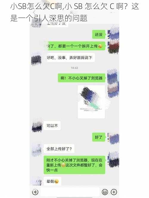 小SB怎么欠C啊,小 SB 怎么欠 C 啊？这是一个引人深思的问题