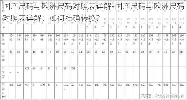 国产尺码与欧洲尺码对照表详解-国产尺码与欧洲尺码对照表详解：如何准确转换？