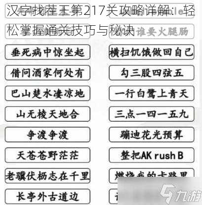 汉字找茬王第217关攻略详解：轻松掌握通关技巧与秘诀