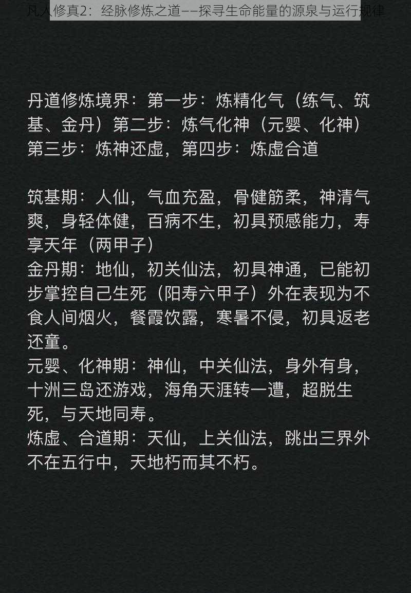 凡人修真2：经脉修炼之道——探寻生命能量的源泉与运行规律