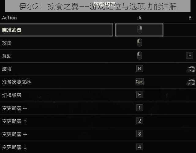 伊尔2：掠食之翼——游戏键位与选项功能详解