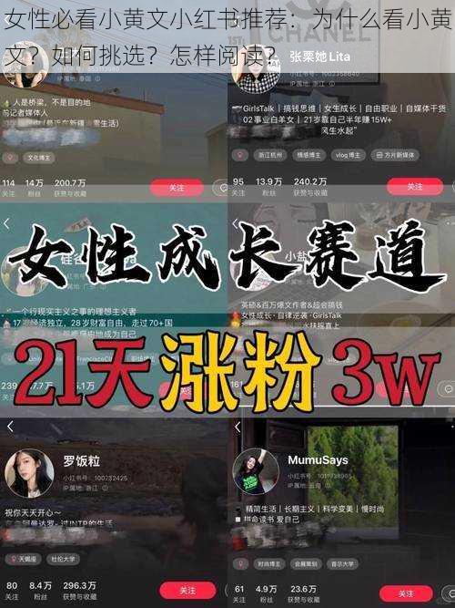 女性必看小黄文小红书推荐：为什么看小黄文？如何挑选？怎样阅读？