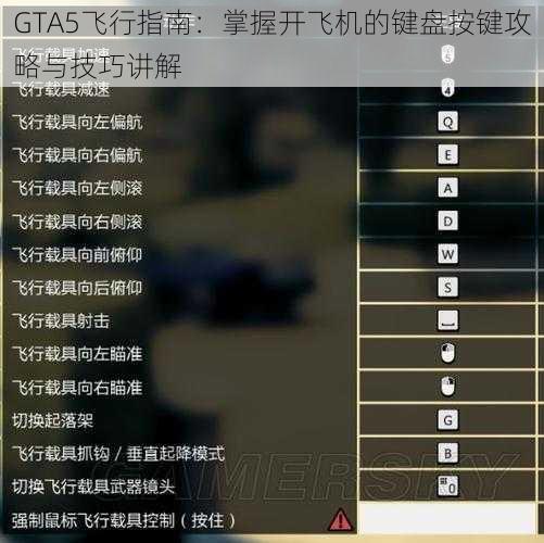 GTA5飞行指南：掌握开飞机的键盘按键攻略与技巧讲解